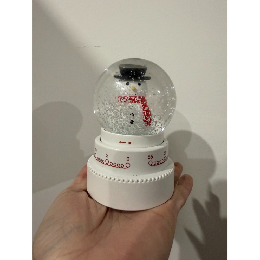Wondershop Christmas Holiday Figural Snowman Kitchen Timer Snow Globe 55 Min
